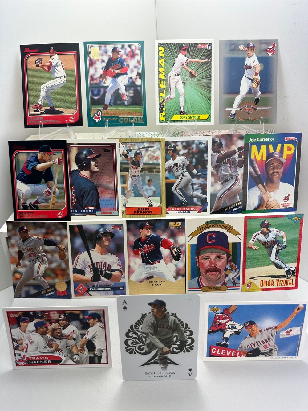 All Aces Bob Feller Cleveland Indians vintage lot of 18 Vizquel/Mesa/Baerga